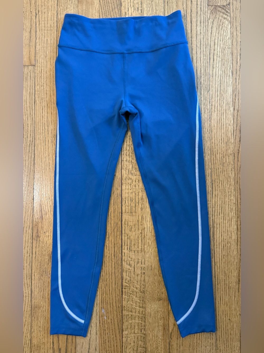 Peloton Move Mission Seamed Leggings Blue White High Rise Compression Size M